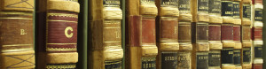 Row of law books on shelf